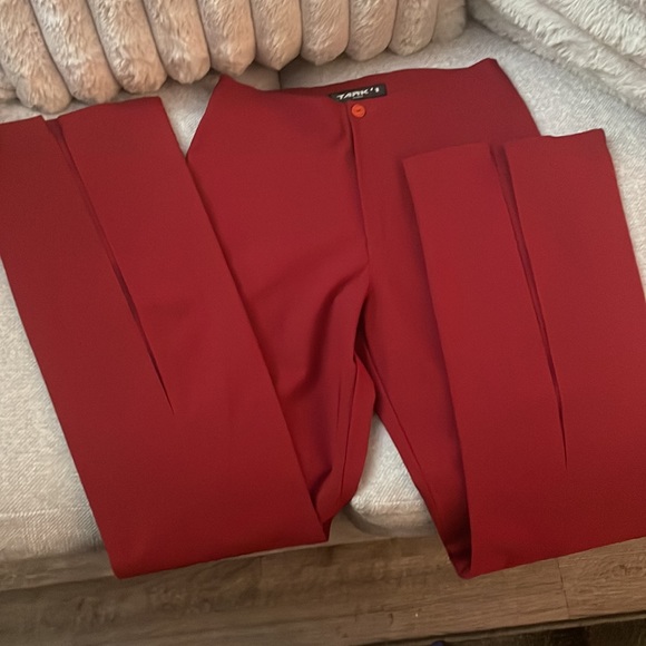 ,Tark’ 1 fabulous Ruby color slack beautiful material highwaist Stretch France S - Picture 2 of 9
